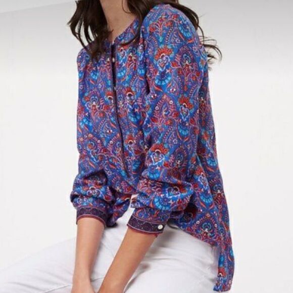 NWT New Loft Blue Floral Softened Shirt Size XS - Picture 1 of 12